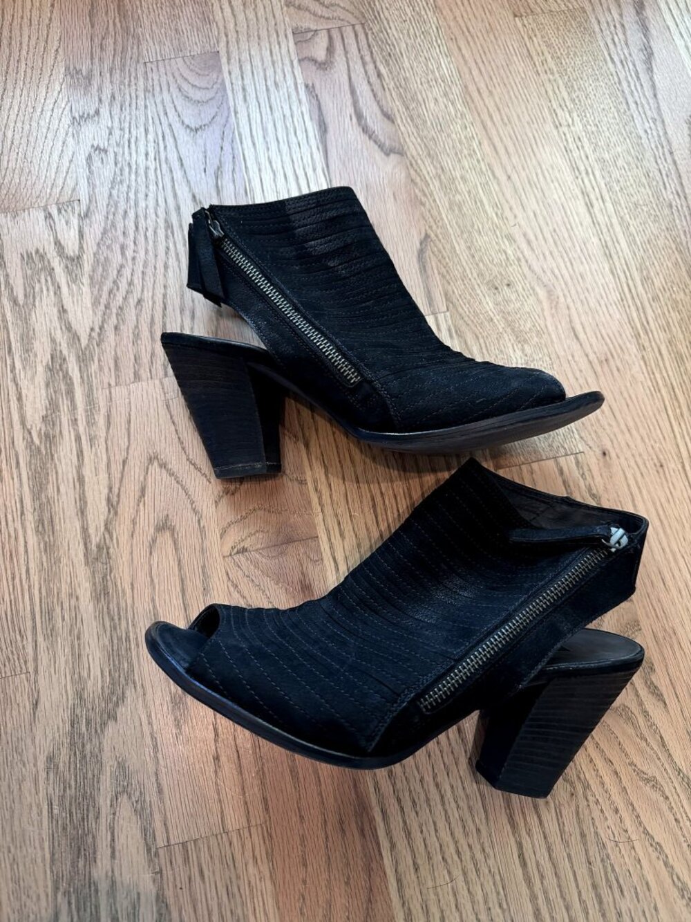 Paul Green Cayanne Black Nubuck Peep Toe Sandal Booties UK 7 US 9.5